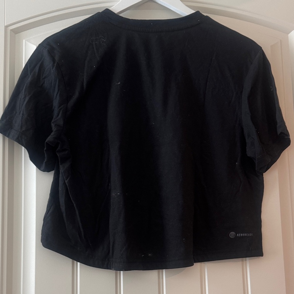 adidas Black Crop Tee with Multicolor Zebra Logo - Picture 2 of 2